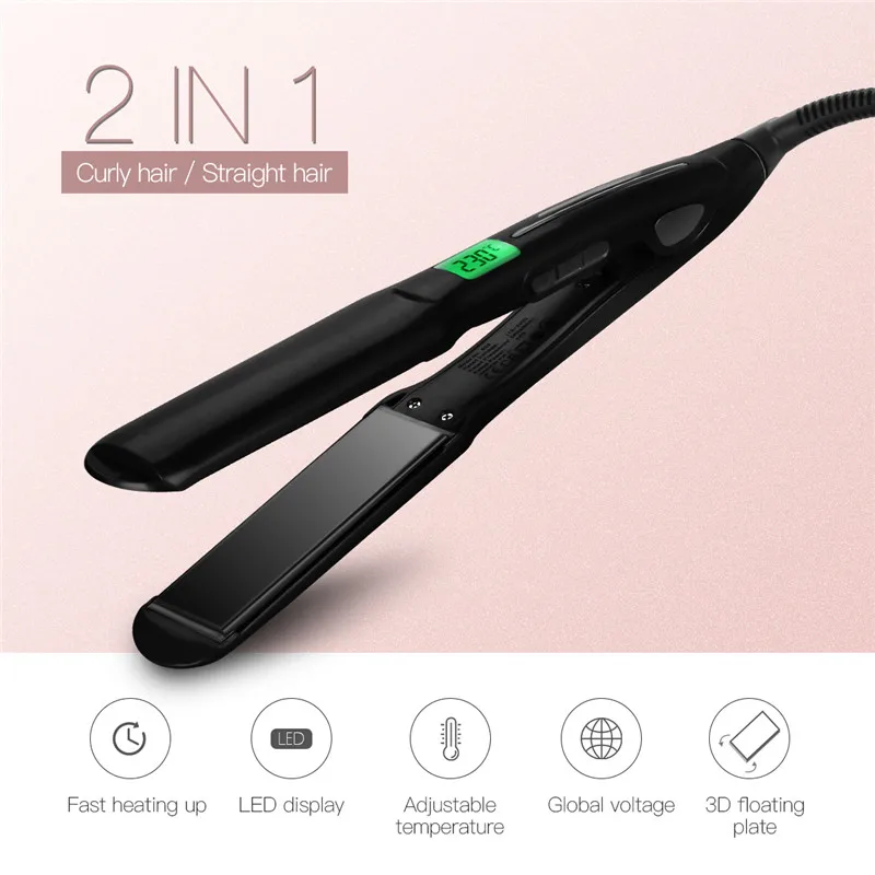 

Professional Hair Iron 2 in 1 Hair Straightener Curler Curling Iron Hair Styling Tool with Temperature Adjutable 140-230C 30