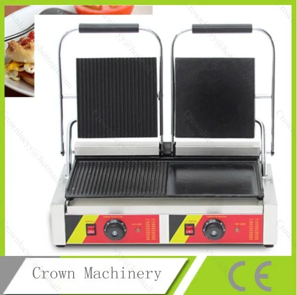 Ribbed and Flat Panini Press Machine, Toaster, Electric Sandwich Maker