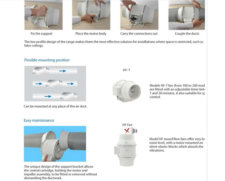 ventilador impulsionador plástico tubo de ventilação à