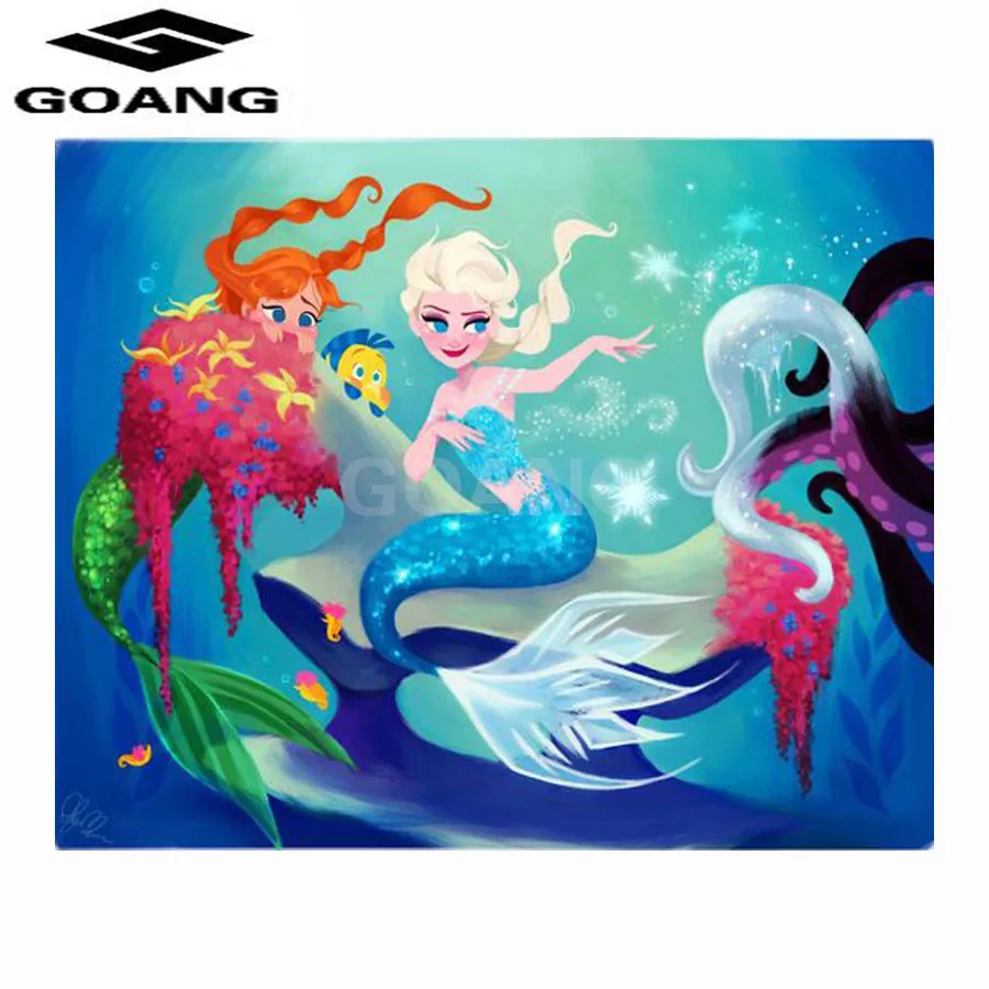 

GOANG 5D DIY Mosaic painting Diamond embroidery Cartoon mermaid Diamond Painting Full square Rhinestone cross stitch Home Decor