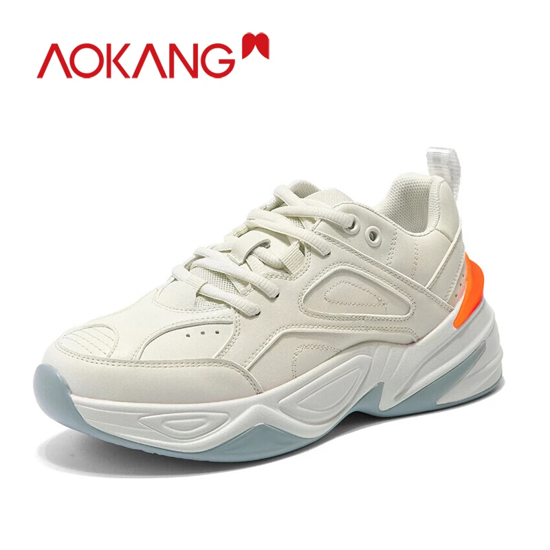 AOKANG/женские кроссовки; коллекция года; женская обувь на толстой платформе; обувь на массивном каблуке; женская повседневная обувь; tenis feminino; женские кроссовки