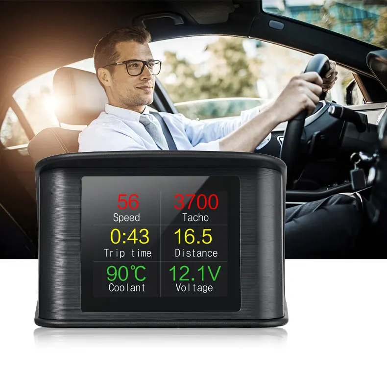 GEYIREN P10 OBD2 On-board Computer Smart Digital RPM Tachometer Gauge GPS Speedometer HUD Head-Up Display For Car