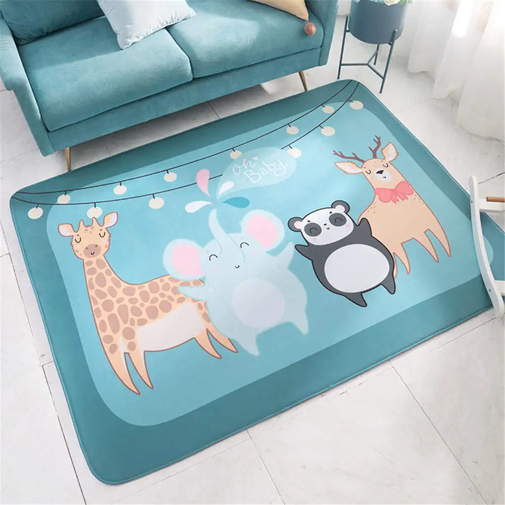 

Cartoon Animal Living Room Rugs Carpet Point Plastic Bottom Play Mat Flannel Rebound Kids Room Decoration Play Crawling Carpet