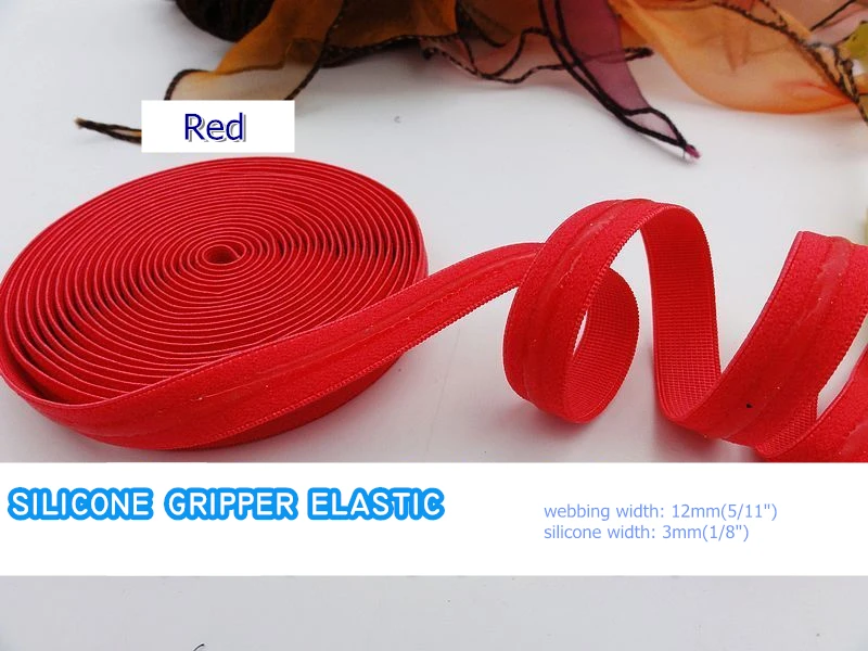 silicone gripper elastic 5m pack color red 12mm crafting & sewing