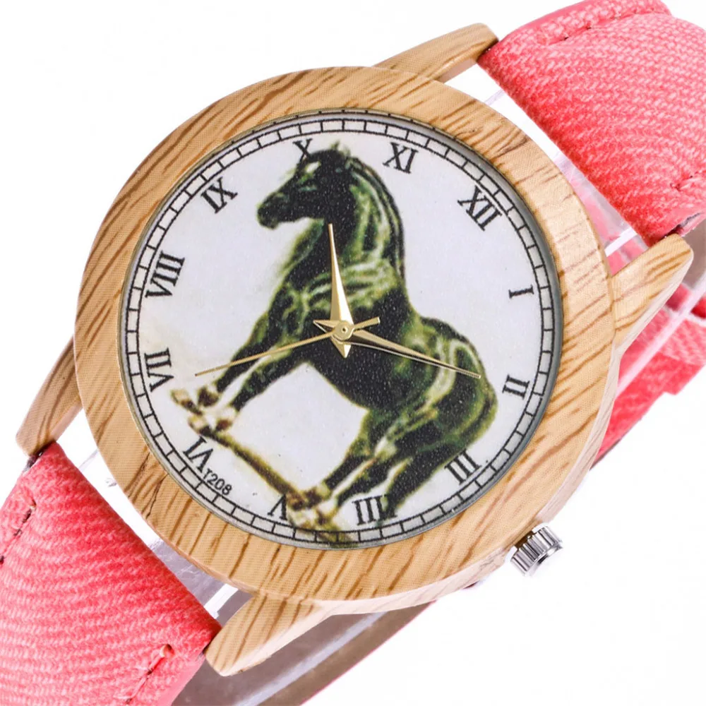 Duobla новые женские модные повседневные часы с ремешком из искусственной кожи, с рисунком лошади, с циферблатом, аналоговые женские кварцевые круглые наручные часы из сплава 30Q