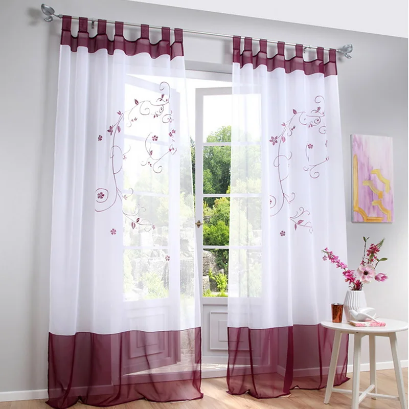 

Urijk tulle Sheer Curtains Flower Pattern Printed Curtain Window Screen Sheer Curtains Window Curtain For Bedroom Living Room