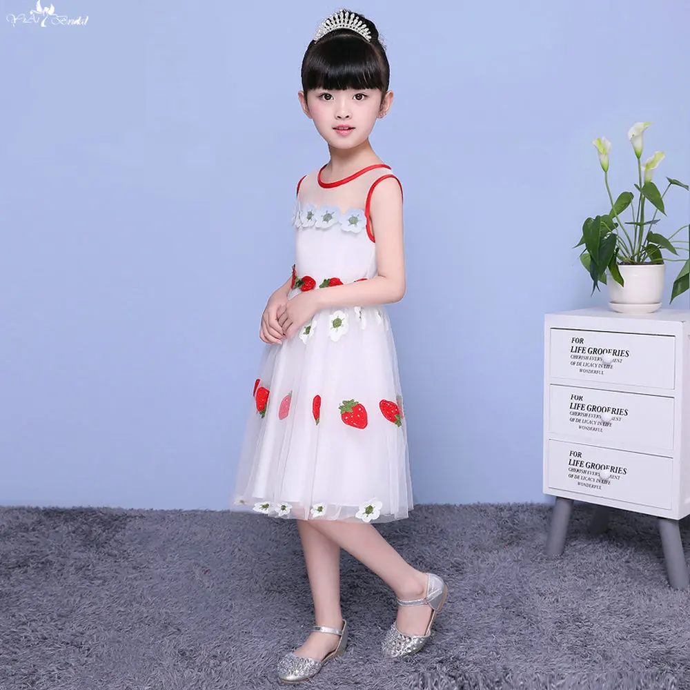 LZC001 Клубничные трапециевидные платья с вырезом лодочкой для девочек с цветочным узором; Платья с цветочным узором для девочек