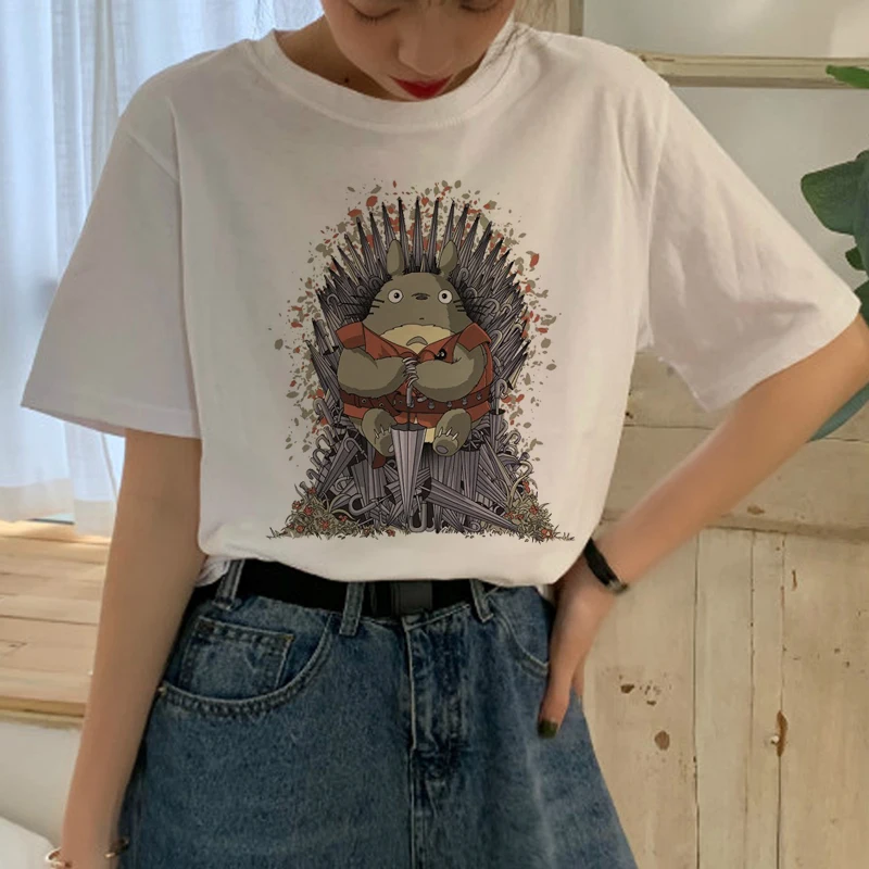 Милая футболка Totoro Studio Ghibli, Женская Футболка Harajuku Ullzang, модная футболка в стиле аниме 90 s, футболки с забавными рисунками, женские футболки - Цвет: 4277