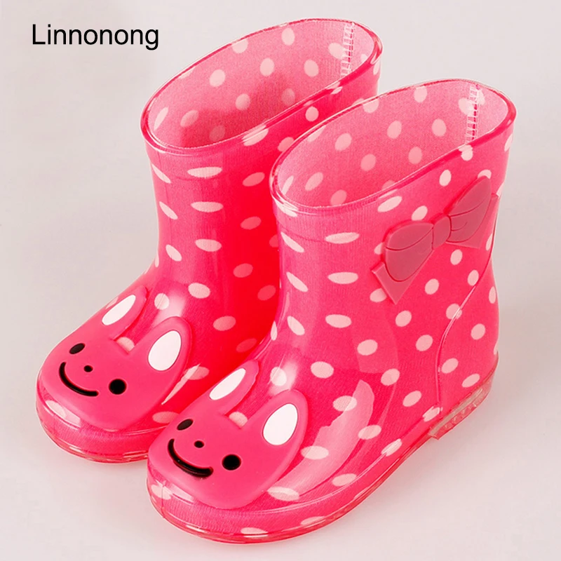 

2017 New Kids Rainboots For Girls Children's Wellington Boots Animal PVC Antiskid Lovely Waterproof Boots Wallow Baby Cute Shoes