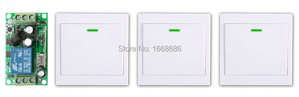 

New DC12V 1CH 10A RF Wireless Remote Control Switch System receiver &3*White wall Panel Sticky relay Remote Smart Home Switch