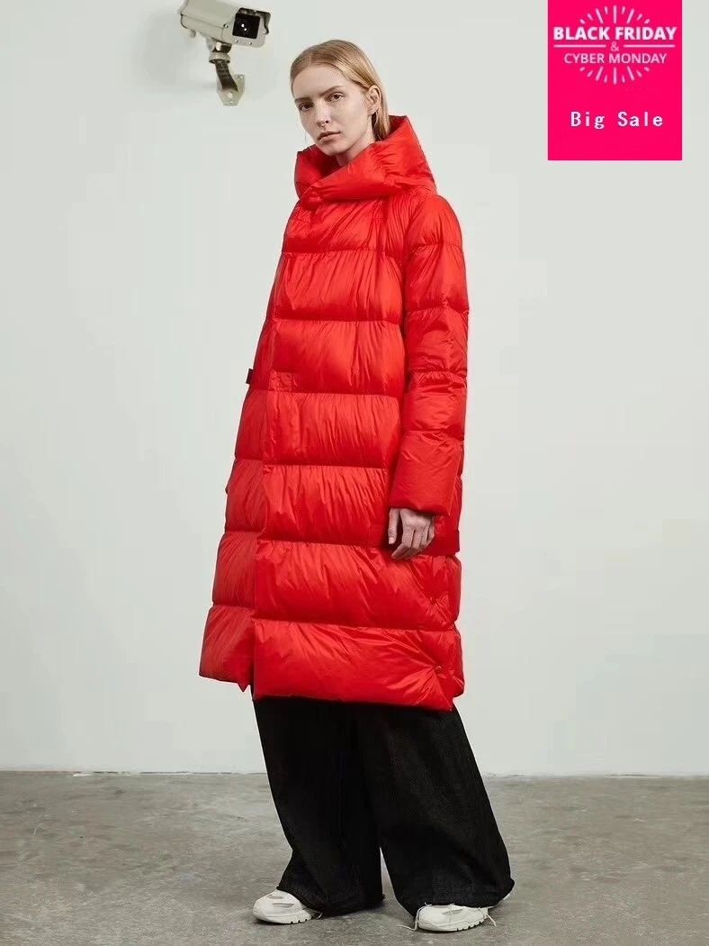 

90% duck down coat fashion brand double breasted down jacket women winter hooded luxury longer warm down coat wq448 dropship
