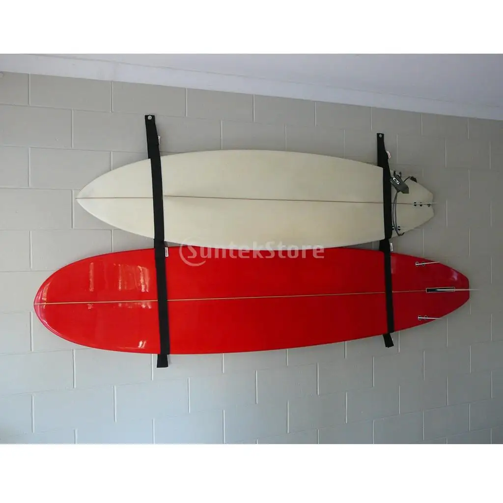 

Surfboard Longboard Sling Wall Storage Securing Strap / Rack System SUP Garage Hanger Keeper - Holds 2 Boards