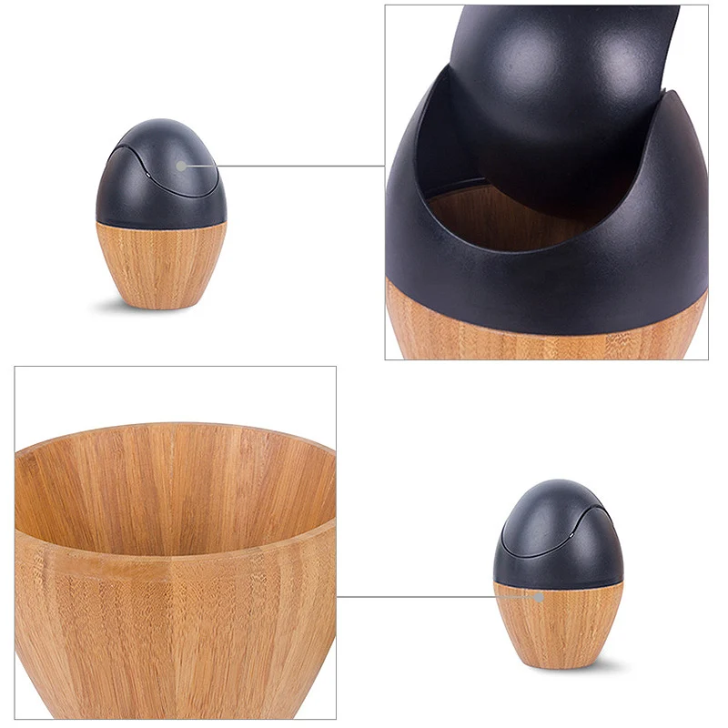 Hot Sale Creative Waste Bins Mini Desktop Trash Can Wooden Garbage Dust Case Holder Rubbish Bin Rolling Cover For Office Home