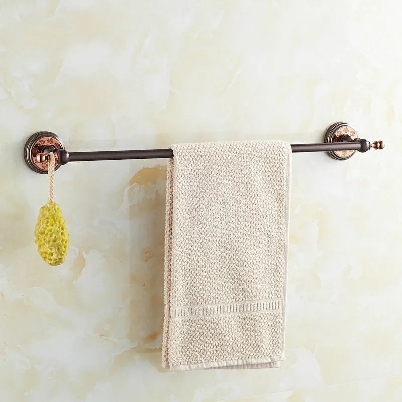 

luxury Rose Gold Towel Shelf European Towel Bar All Copper Towel Rack Fashion Orb Purple Bathroom Single Rod Towel Holder