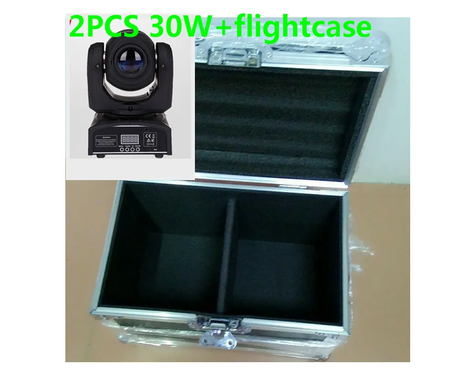

2PCS 30W mini Moving Head + flightcase LED Spot Moving Head Light/USA Luminums 30W LED DJ Spot Light