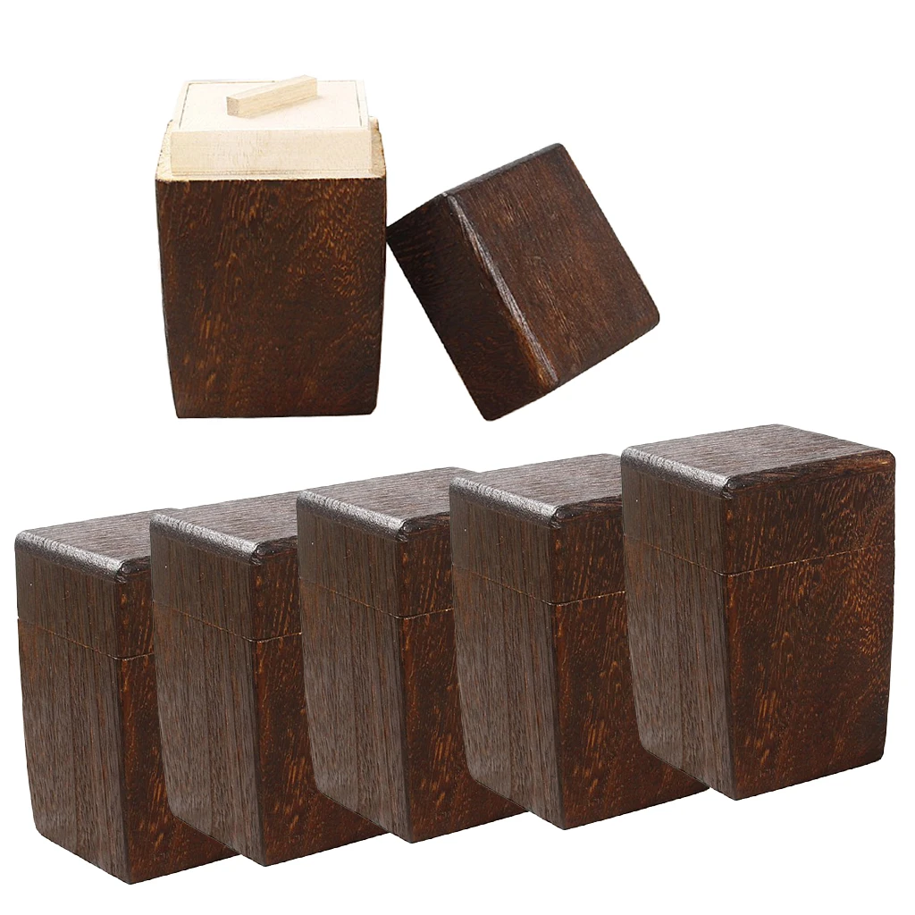 6x Square Wooden Tea Box Maccha Storage Box Canister Tea Jar Caddy Storage Box Case Handmade Organizer