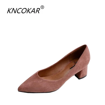 

High-heeled professional stiletto with thick heels for women with shallow heels for middle and single heels for fall 2018