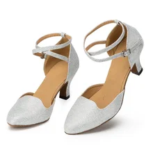Для женщин Бальные Туфли для латинских танцев серебристый, черный социальных вечерние Salsa Обувь для танцев женские Танго обувь каблук 6/7. 5/8. 3 см мягкая подошва 1786
