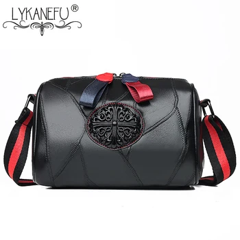 

LYKANEFU Genuine Leather Women Bag Pillow Shape Women's Shoulder Bags Patchwork Sheepskin Leather Handbag Designer Drop Shipping