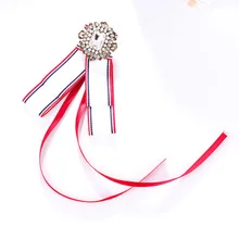 

Red Flower Bow Crystal Women Brooches Pins Bowknot Tie Necktie Canvas Corsage Brooch for Women Clothing Shirt Dress Accessories