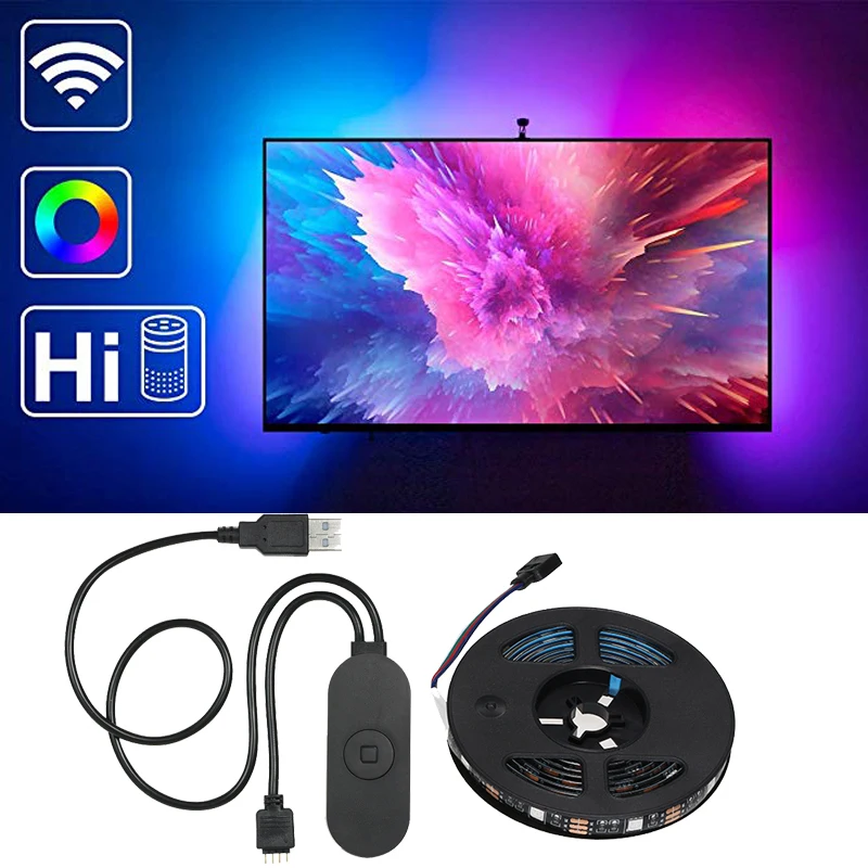 

HKZZI WIFI LED Strip Light 1M-5M 5050 RGB DC5V Waterproof Voice Control for Alexa Google Home IFTTT Support IOS Android System