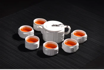 

High quality White porcelain Tea set,6pcs teacup 1pcs teapot.Kung Fu tea wholesale highest sales of tea set.creative Coffee cup