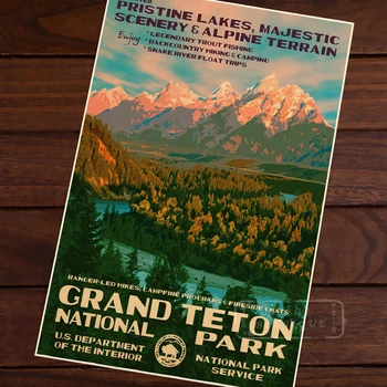 

Grand Teton National Park Landscape Vintage Retro Canvas Painting Poster DIY Wall Home Bar Posters Home Decor Gift