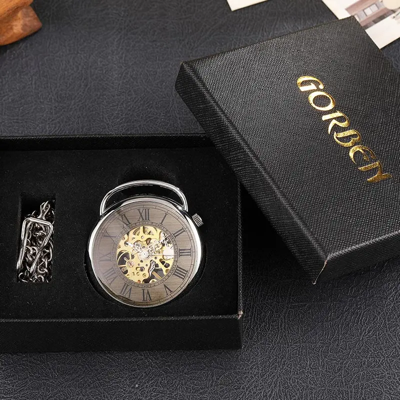 Уникальный дизайн большой римские цифры Скелет стимпанк Механические карманные часы ведьмы цепи Цепочки и ожерелья Для мужчин Для женщин