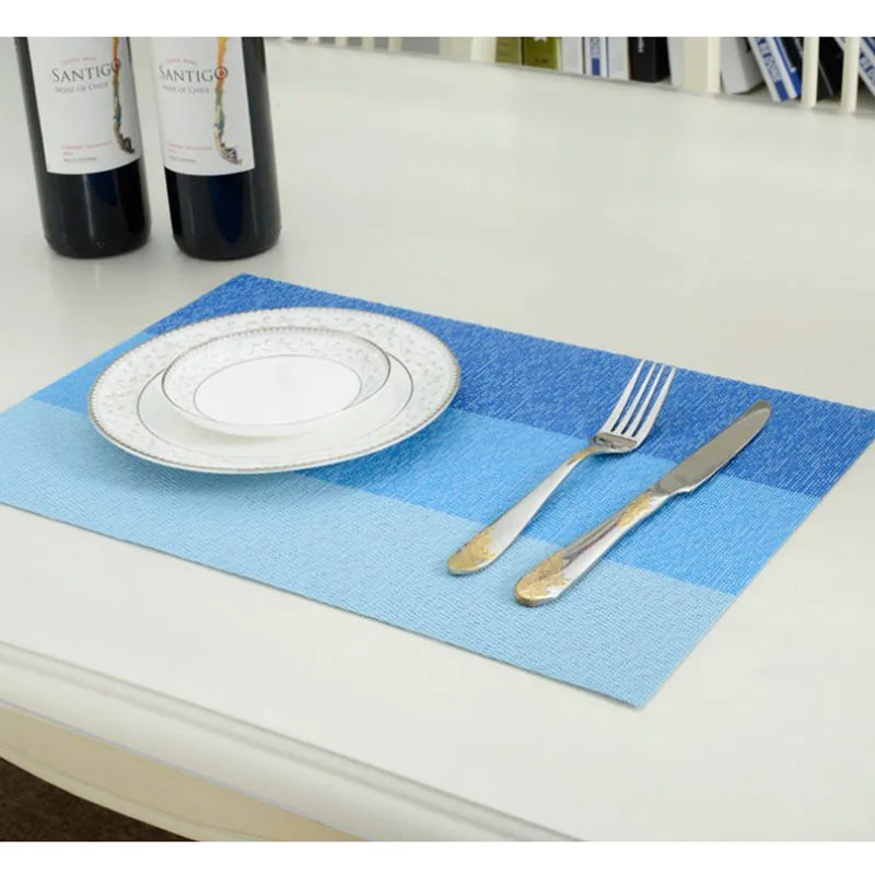 PVC Dining Table Mat Disc Pads Vinyl Bowl Pad Coasters Gradual Color