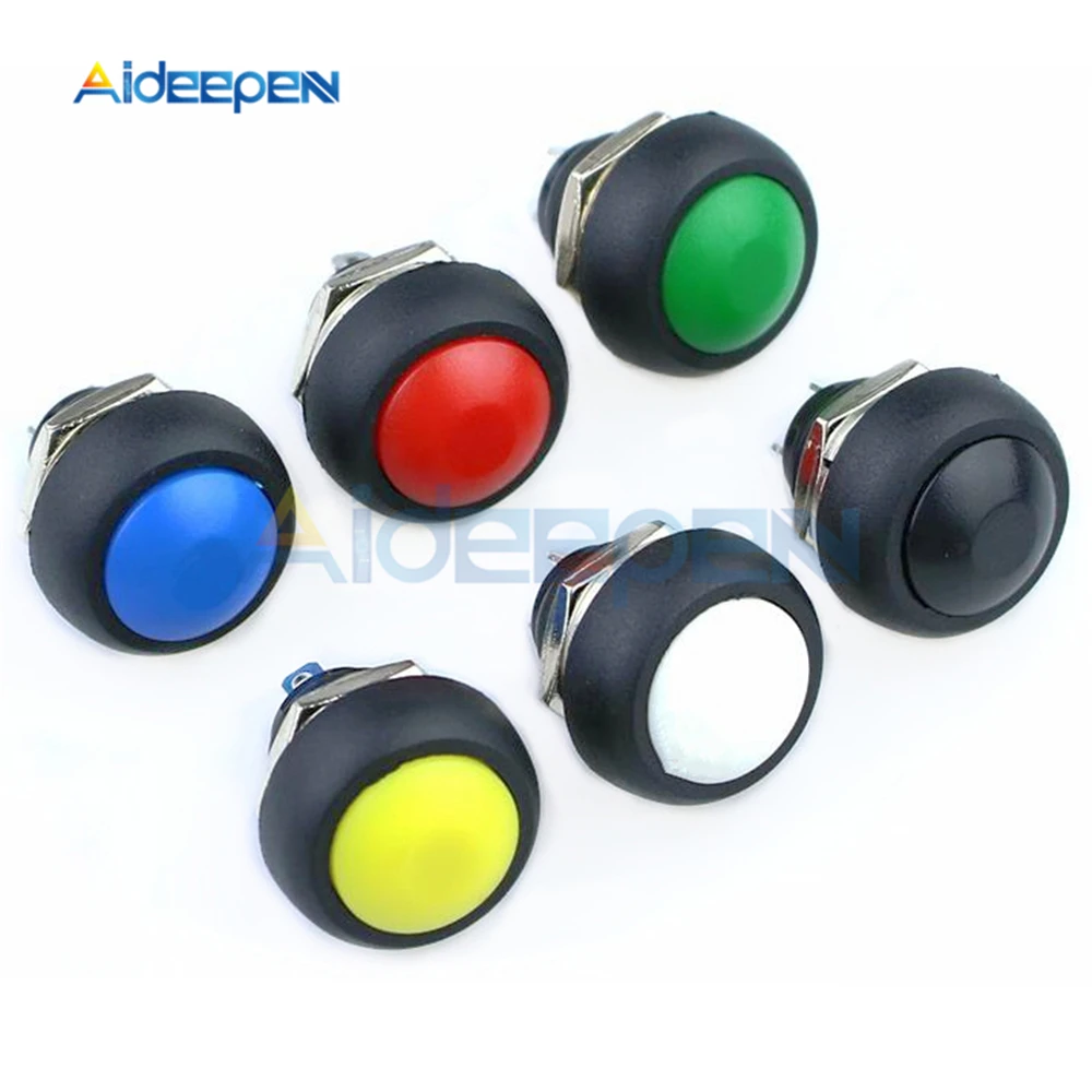 2/5Pcs 6 Colors 12mm Mini Round Switch Waterproof Momentary ON/OFF Push Button