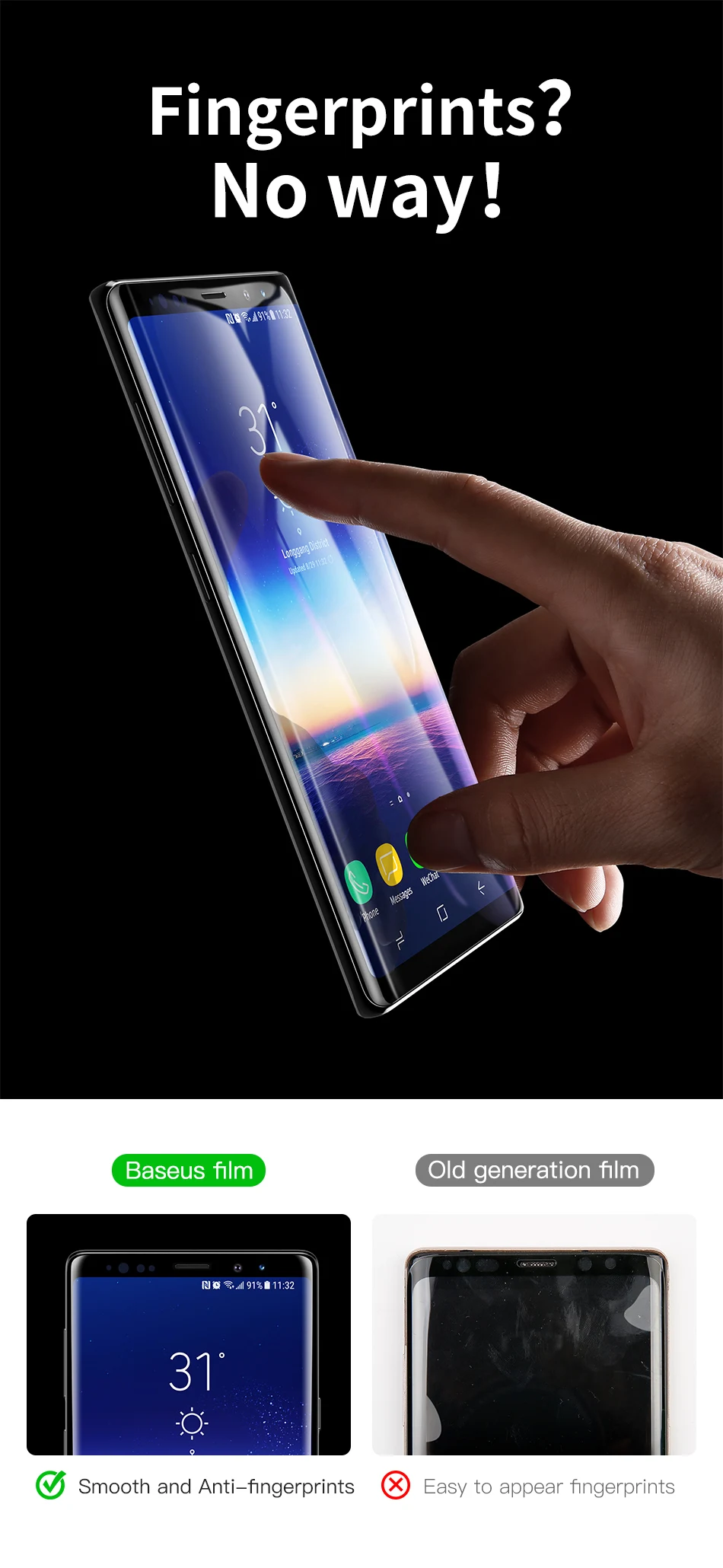 Защитная 3D поверхность Baseus для samsung Note 9 0,3 мм, тонкое закаленное стекло 9H для samsung Galaxy Note 9, защитное стекло