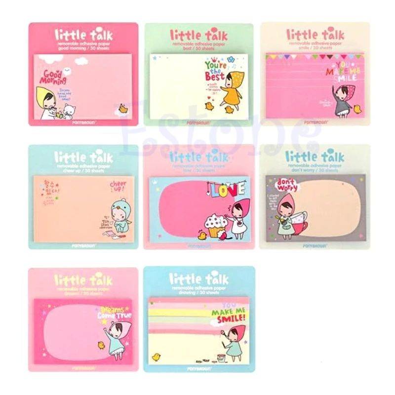 

1pc New Random Cute Little Talk Girl Sticker Memo Pads Point It Notes 30 Sheets
