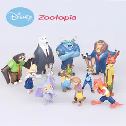 Disney Zootopia 12 шт./компл. игрушечные лошадки фигурку куклы ПВХ Zootopia рисунок игрушечные лошадки модель кролик Джуди Cop лиса Ник мультфильм Brinquedos