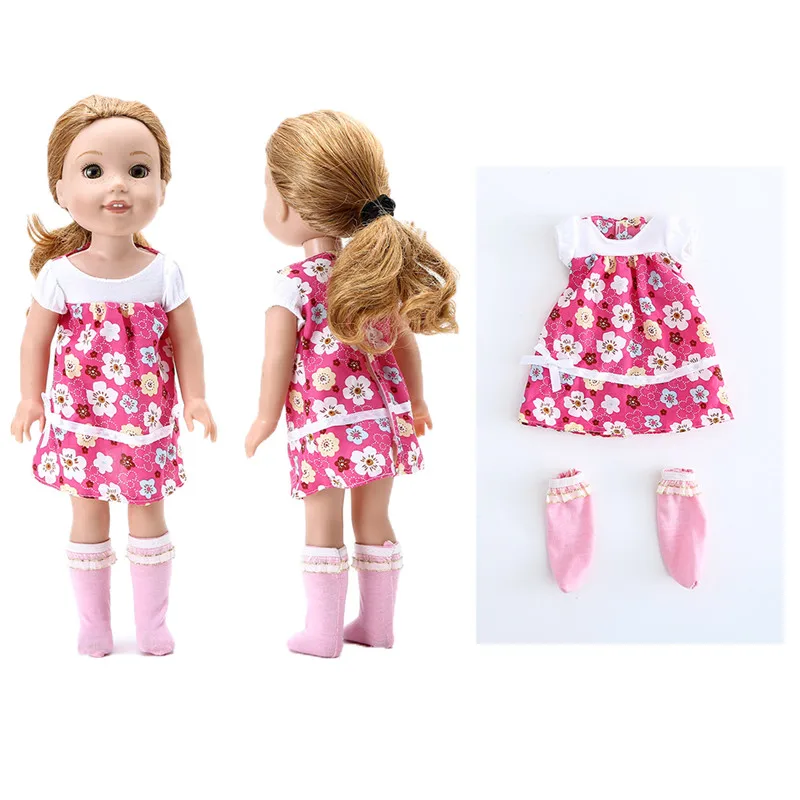 Brown Flower Dress Shoes Fits Wellie Wishers 14.5/" American Girl Clothes Shoes