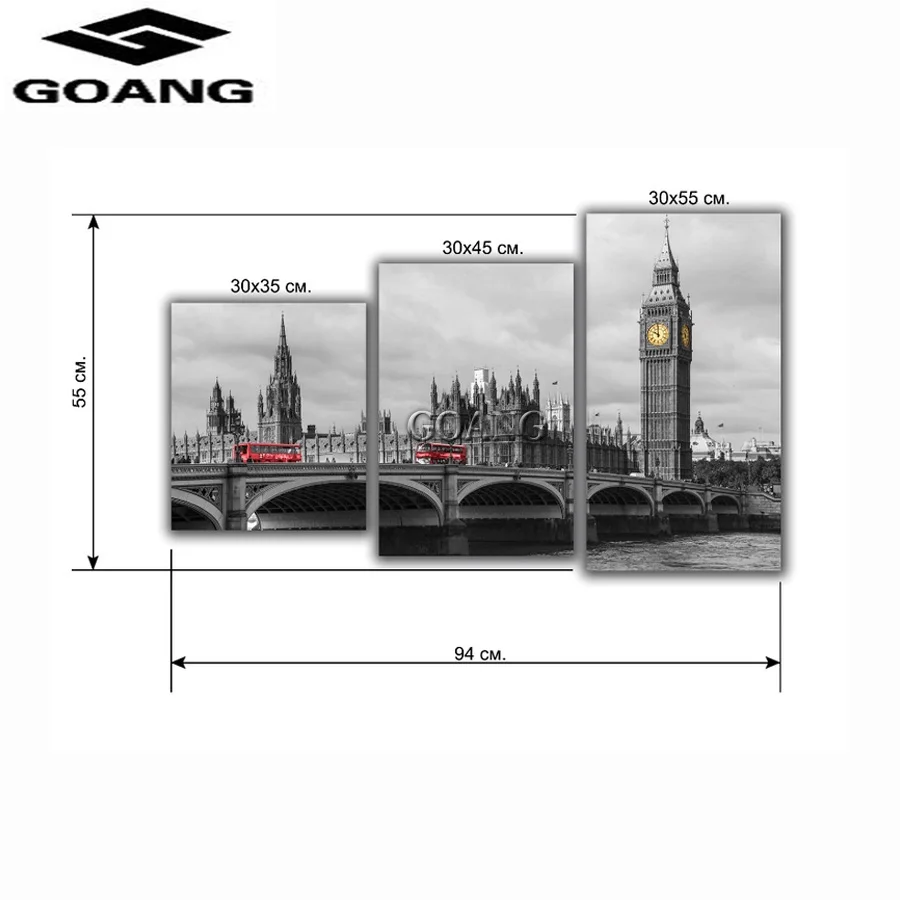 

GOANG 5D Diamond Embroidery London street Diy Diamond Painting Cross Stitch Mosaic Crafts Square Diamond Pattern triptych