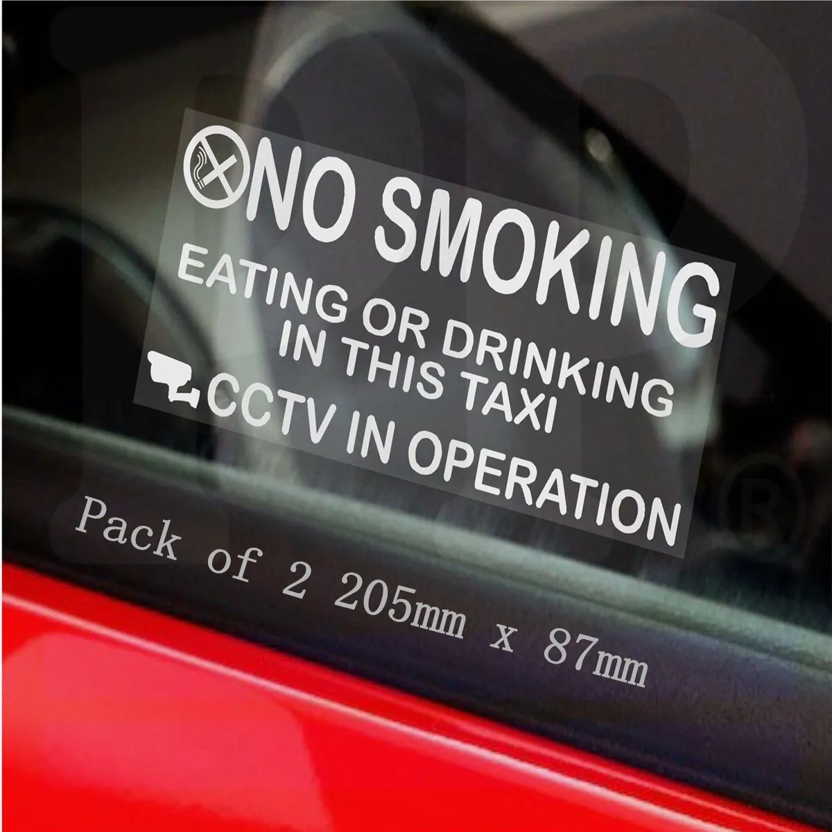 

Safurance 2 x i/Minicab Warning Stickers-NO SMOKING Drinking-Cab CCTV Sign Security