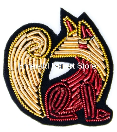 

French design, Indian silk jewelry, boutonniere, hand embroidery, fox wagging cartoon, brooch, accessories,badge