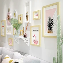 SUFEILE Массив дерева Фоторамка современный домашний Комбинации декор фоторамка настенные Ресторан Гостиная Кафе Декор фото рамки D50