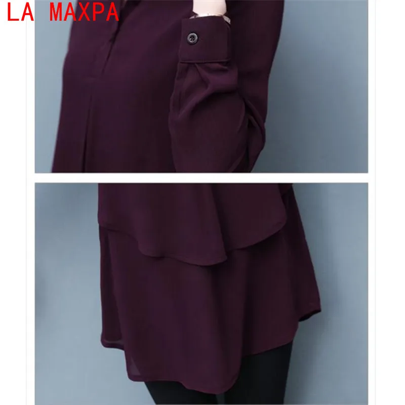 LA MAXPA otoño Plus tamaño Camiseta larga gasa 2019 de moda de manga larga blusas de mujeres señoras Tops negro dobladillo Irregular Ropa mujer LA MAXPA otoño Plus tamaño Camiseta larga gasa 2019 de moda de manga larga blusas de mujeres señoras Tops negro dobladillo Irregular Ropa mujer