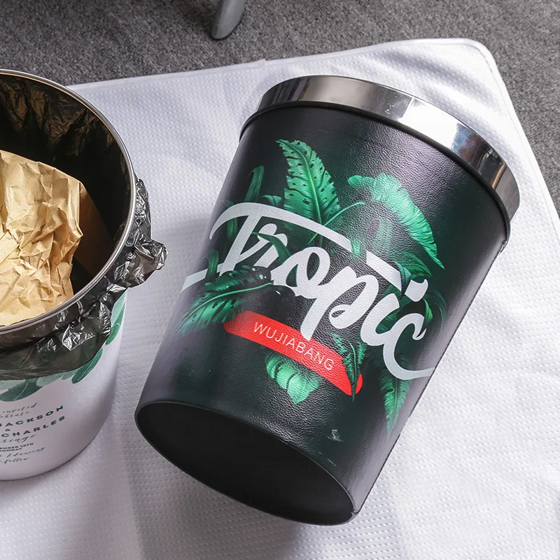 

Plastic Waterproof Waste Bins Bathroom Storage Paper Basket Home European Type Retro Living Room Bedroom Kitchen Trash Can