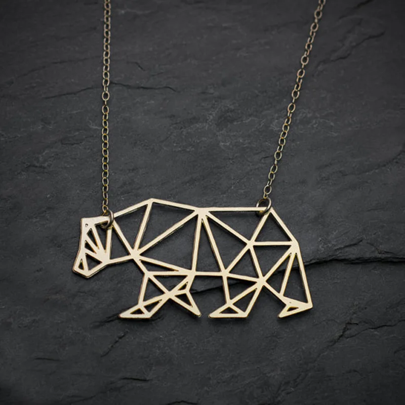 Geometric bear pendant animal necklace 12pcs/lotin Pendants from