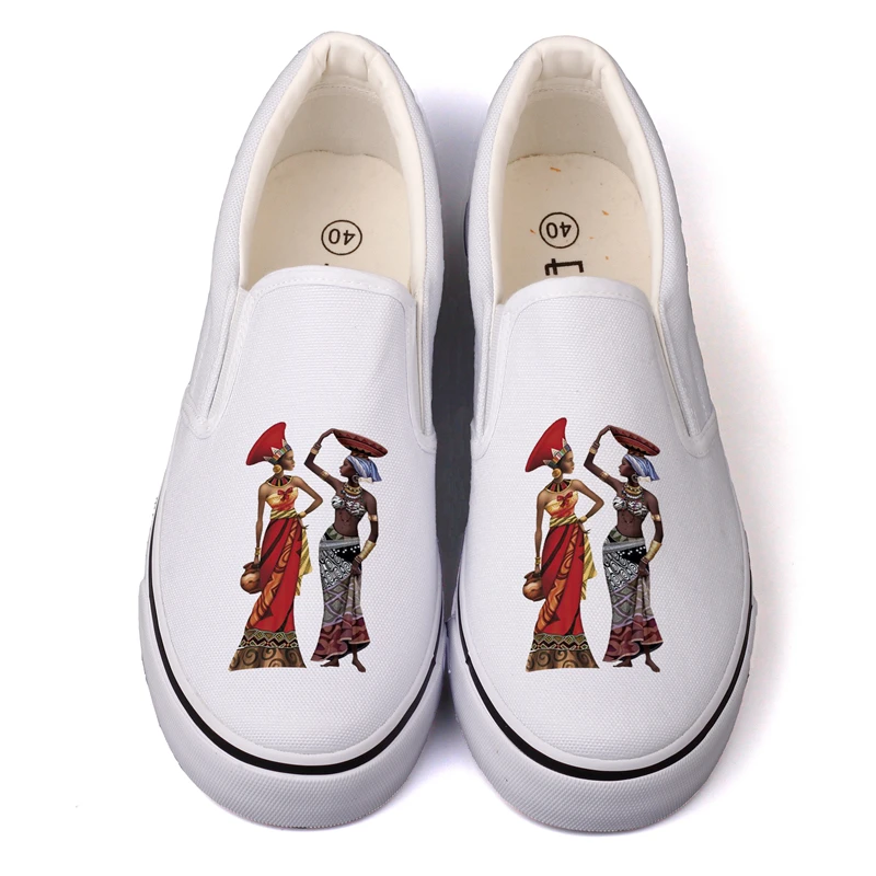 E LOV African Style Women Flat Canvas Shoes Low Top Casual Loafers