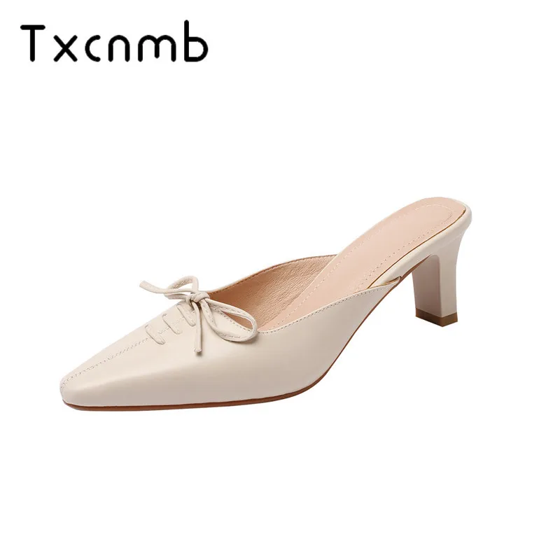 

TXCNMB 2019 Summer New Fashion Sexy Genuine leather Women Sandals High Heels Night Club Shoes Woman Casual Shallow Slippers