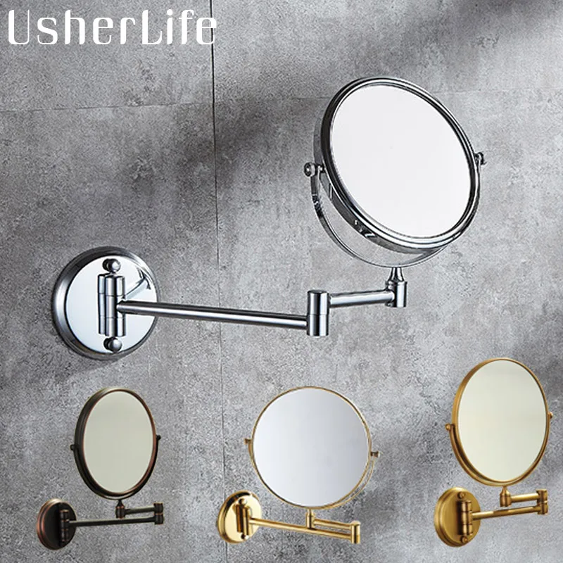 

Usherlife 8" Dual Makeup Mirrors 1:1 and 1:3 Magnifier Copper Cosmetic Bathroom Wall Mounted Double Faced Bath Mirror