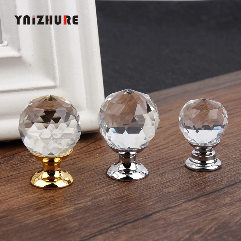 Hot 20/30mm Crystal glass ball Design Knobs Cupboard Pulls Drawer Knobs Kitchen Cabinet Handles Furniture Handle Hardware Knob