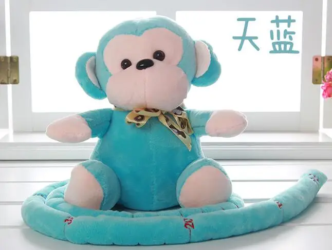 Candice guo плюшевая игрушка, мягкая кукла, Забавный длинный хвост, линейка, обезьяна, Детская высота, измерительный инструмент, подарок на день рождения, рождественский подарок, 1 шт - Высота: blue