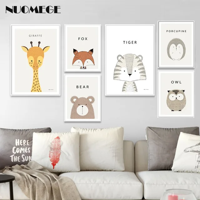 Wall Art Cartoon Animal Deer Bear Tiger Canvas Painting Nursery Wall Art Cartoon Animal Deer Bear Tiger Canvas Painting Nursery Posters And Prints Minimalist Picture