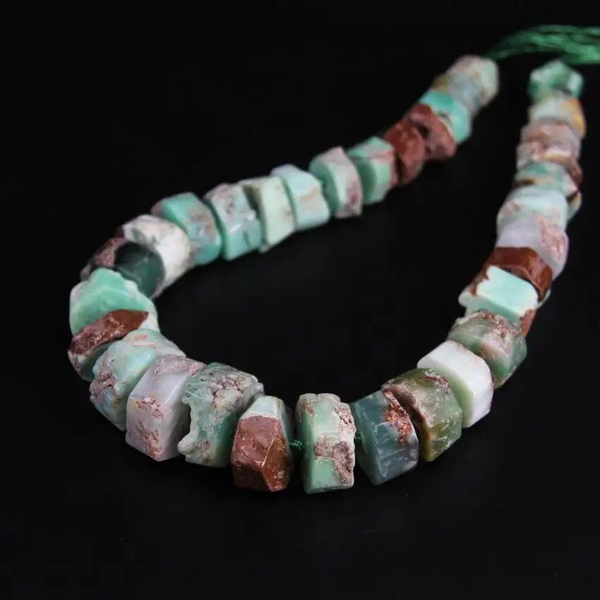 

15.5"/strand Large Size Raw Chrysoprase Faceted Rondelle Beads,Natural Australian Jades Stone Nugget Graduated Pendants Jewelry