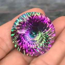 CSJ Big Stone 30MM Created Corundum Round  Concave Cut Loose Gemstone For Diy Fine Jewelry 925 Silver Mounting or Acticle Table