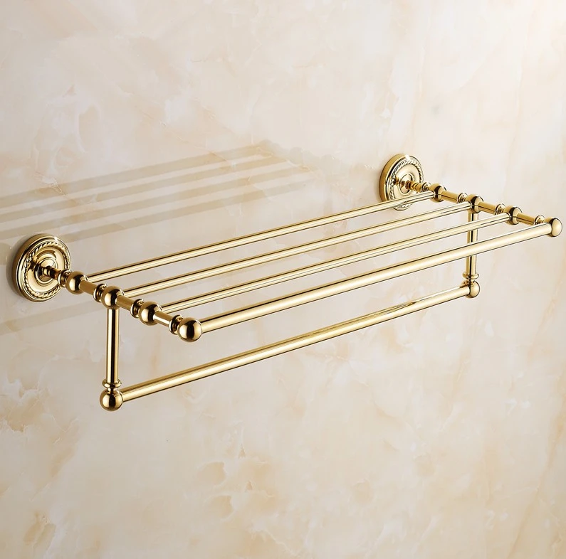 2016 Luxury Golden Design BrassTowel Rack,Modern Bathroom Accessories Towel Bars Shelf ,Romantic Towel Holder /toalheiros